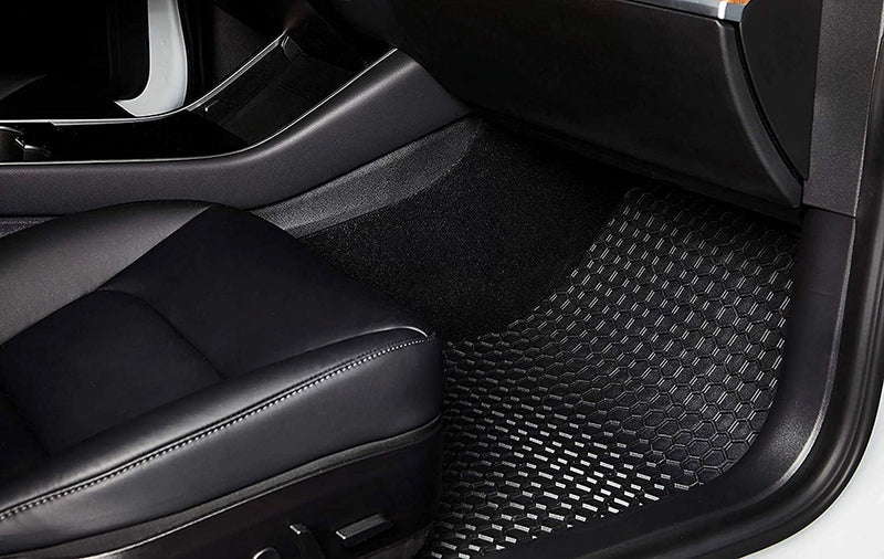 Black TPE Rubber Floor Mats w/o Center Console for Tesla 17-20 Model X 6 Seats