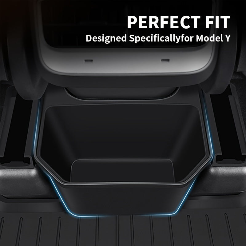 Black ABS Rear Center Console Storage Box for Tesla 20-24 Model Y