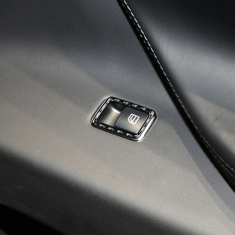 Carbon Fiber Pattern Door Window Switch Panel Trim Decals for Tesla Model X