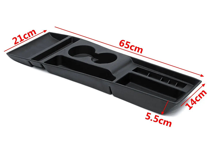 Black Plastic Center Console Storage w/ Cup Holder for Tesla 2012-2015 Model S/X