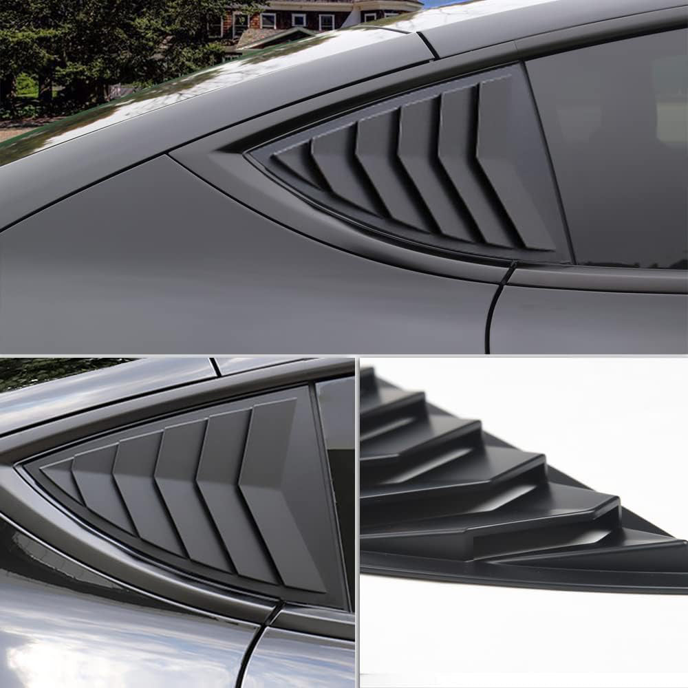 Matte Black ABS Rear Side Window Shades Blinds Covers for Tesla 20-24 Model Y