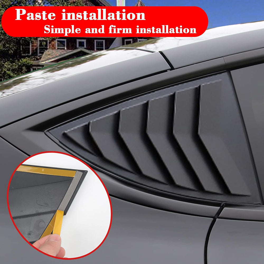 Matte Black ABS Rear Side Window Shades Blinds Covers for Tesla 20-24 Model Y