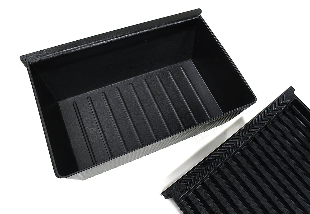 Black ABS Under-Seat Storage Tray w/ Cover for Tesla 20-24 Model Y