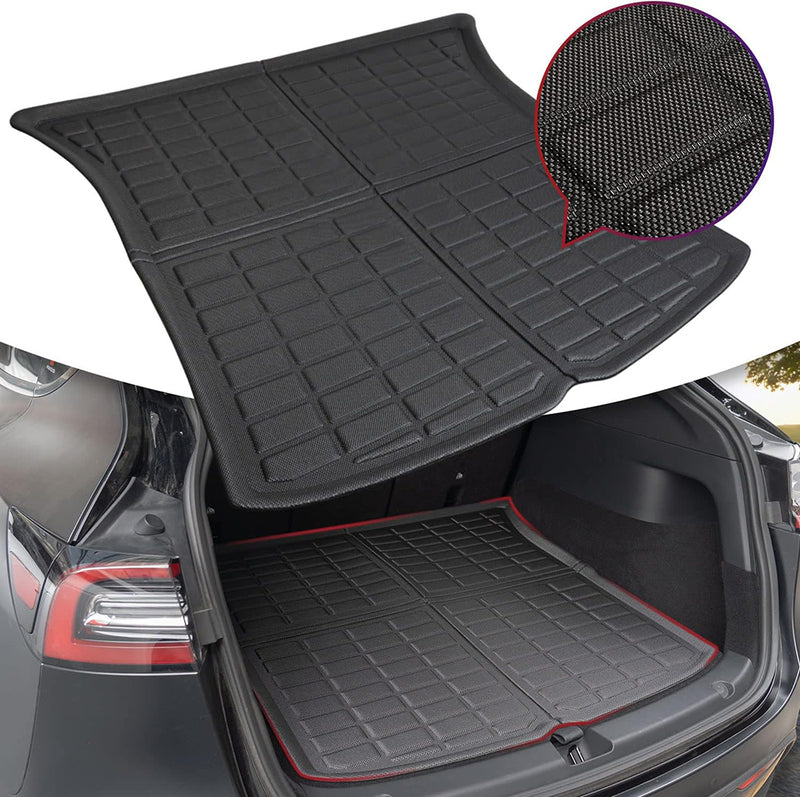 Black TPE 3D Molded Rear Large Trunk Mat for Tesla 20-24 Model Y 5 Seats