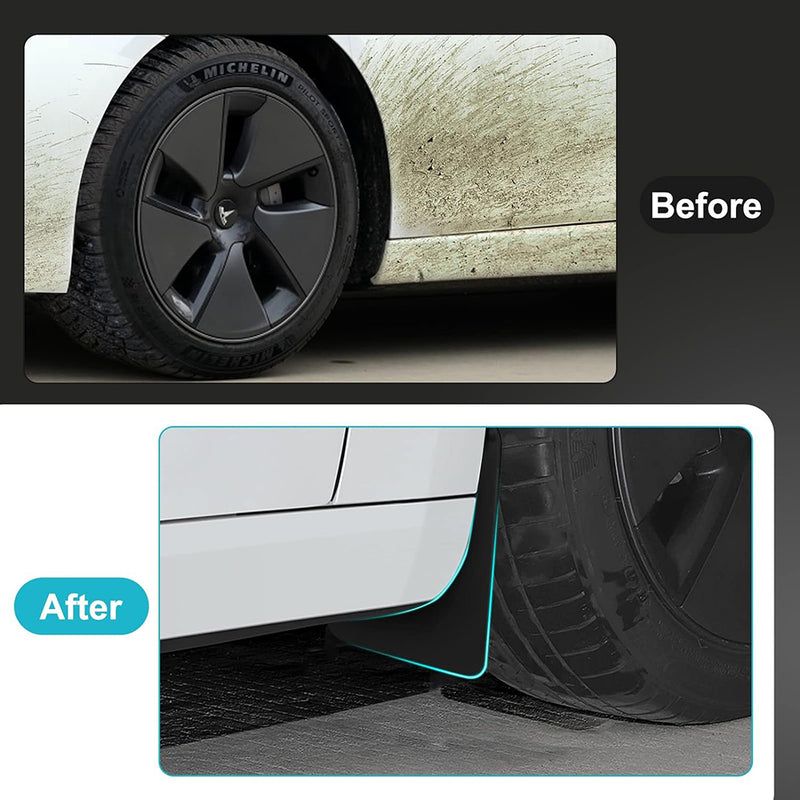 Black TPE Front & Rear Mudguards for Tesla 21-23 Model 3