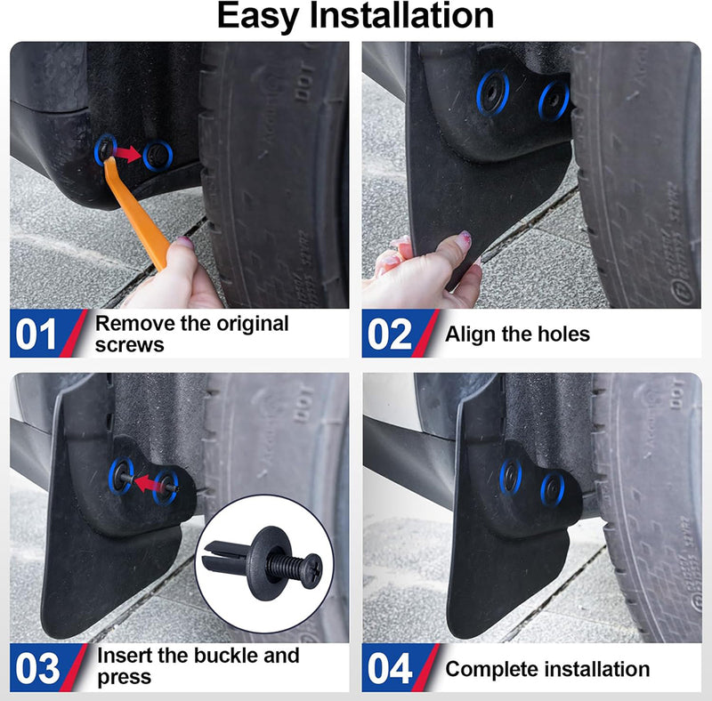 Black TPE Front & Rear Mudguards for Tesla 20-24 Model Y