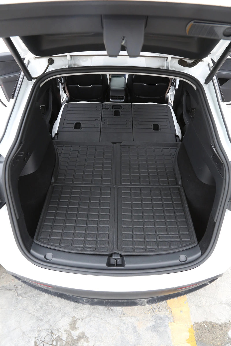 Black TPE Plastic Large Trunk Mat w/ Pattern for Tesla 20-24 Model Y 5 Seats