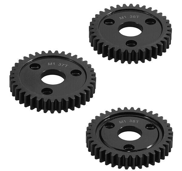 HD Steel Spur Gears 36T, 37T & 38T MOD1 Pitch for Traxxas w/ 3-Hole Adapter