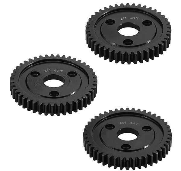 HD Steel Spur Gears 42T, 43T & 44T MOD1 Pitch for Traxxas w/ 3-Hole Adapter