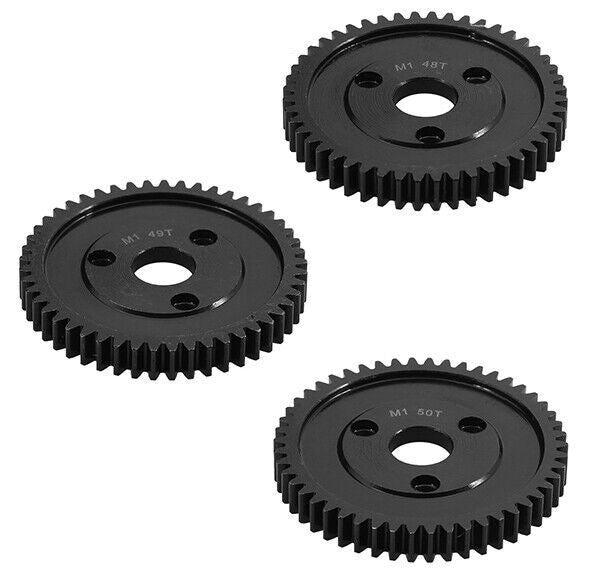 HD Steel Spur Gears 48T, 49T & 50T MOD1 Pitch for Traxxas w/ 3-Hole Adapter