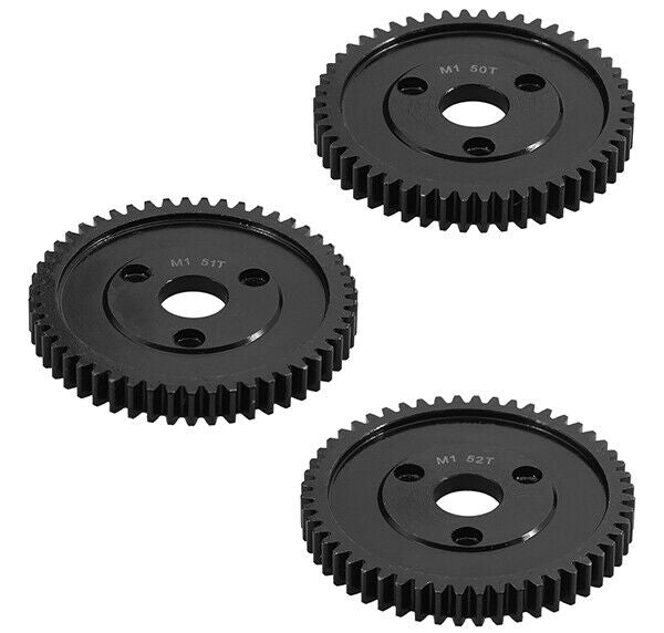 HD Steel Spur Gears 50T, 51T & 52T MOD1 Pitch for Traxxas w/ 3-Hole Adapter