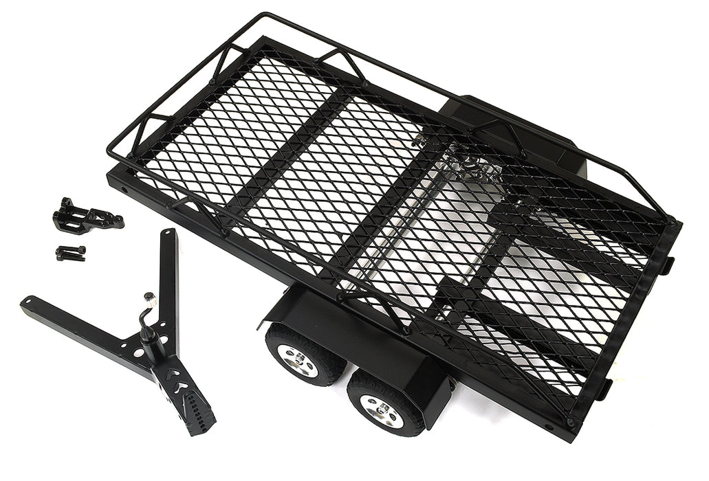 Machined Alloy Flatbed Dual Axle Car Trailer Kit for 1/18 Scale RC 328x188x78mm