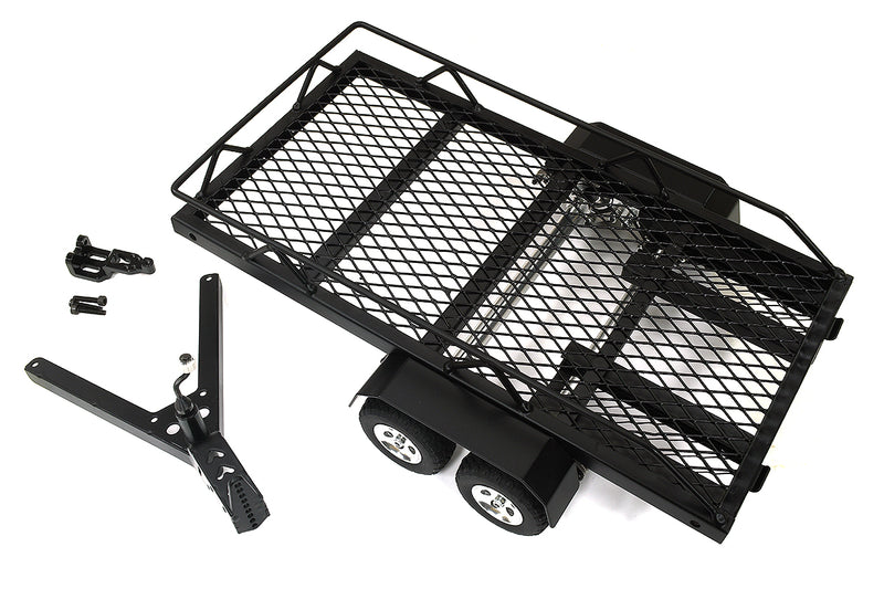Machined Alloy Flatbed Dual Axle Car Trailer Kit for 1/24 Scale RC 300x163x75mm