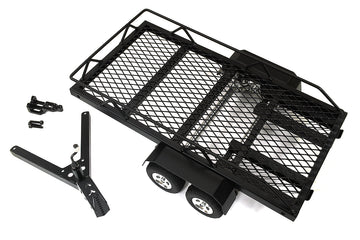 Machined Alloy Flatbed Dual Axle Car Trailer Kit for 1/24 Scale RC 300x163x75mm