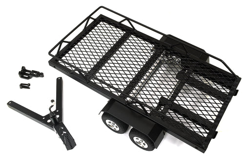 Machined Alloy Flatbed Dual Axle Car Trailer Kit for 1/24 Scale RC 300x163x75mm