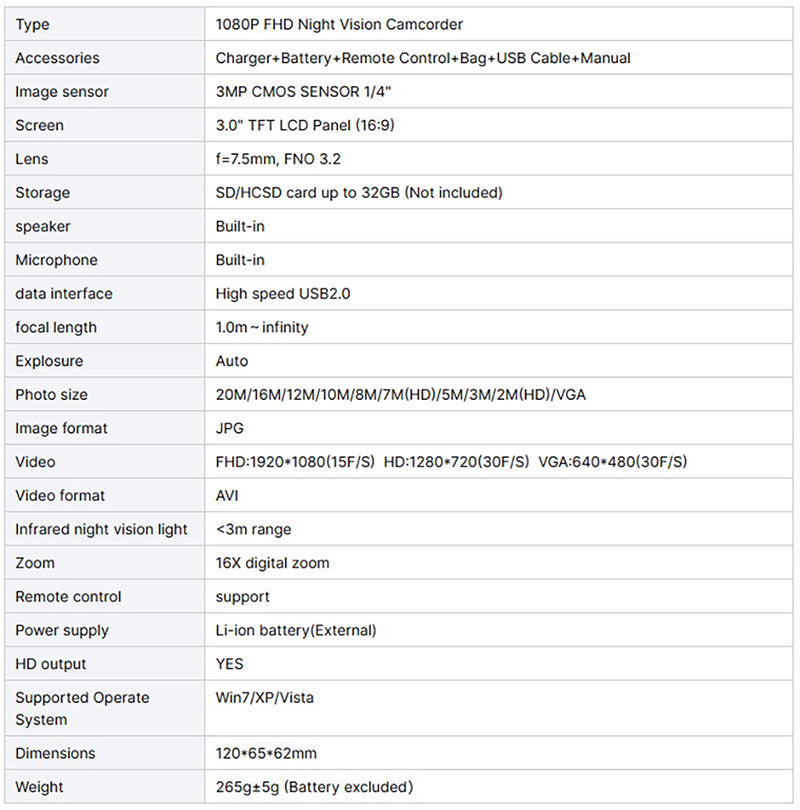 Ordro HDV-V12 Full HD IR Night Vision Camcorder for Low Light Recording