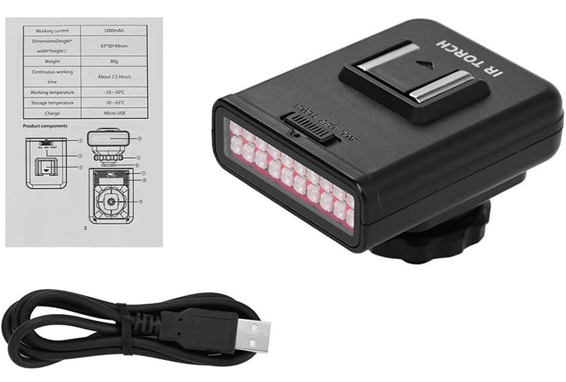 Ordro LN-3 USB Rechargeable Infrared LED Light for Night Photography