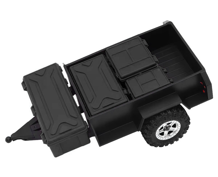 Black Plastic Mini Trailer Kit for 1/18 to 1/24 RC Cars, 215x124x67mm