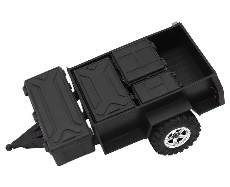 Black Plastic Mini Trailer Kit for 1/18 to 1/24 RC Cars, 215x124x67mm | Mini-T 2.0 | Mini-DT | Mini-LST | Mini-Rock Crawler | LaTrax Rally | LaTrax Teton Monster Truck | LaTrax SST Truck | SCX24 | TRX-4M | Mini LMT