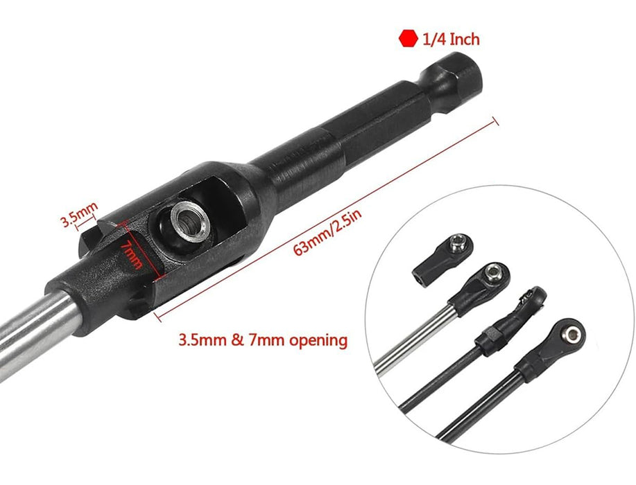 QuickPit 7mm+ Ball End Tool with 1/4 Inch Drive Hex Adapter for Fast Repairs