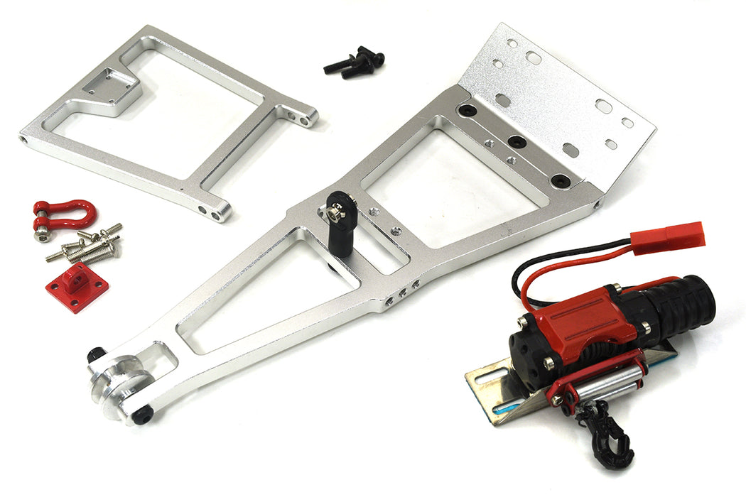 Lift Tow Boom Add-On Kit with Winch for 1/10 Scale Crawler Silver Red
