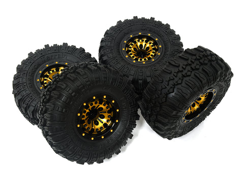 Alloy 1.0 Wheel (4) w/ Rubber Tires for TRX-4M & SCX24 O.D.=57mm 9869