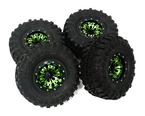 Alloy 1.0 Wheel (4) w/ Rubber Tires for TRX-4M & SCX24 O.D.=57mm 9869