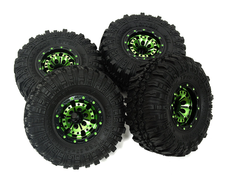 Alloy 1.0 Wheel (4) w/ Rubber Tires for TRX-4M & SCX24 O.D.=57mm 9869