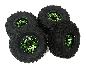 Alloy 1.0 Wheel (4) w/ Rubber Tires for TRX-4M & SCX24 O.D.=57mm 9869