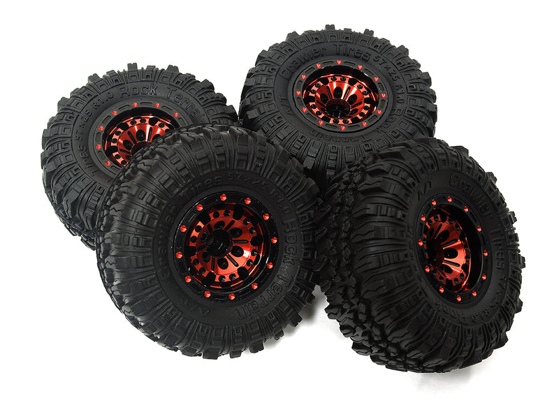 Alloy 1.0 Wheel (4) w/ Rubber Tires for TRX-4M & SCX24 O.D.=57mm 9869