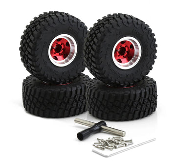 Alloy 1.0 Wheel (4) w/ Rubber Tires for TRX-4M & SCX24 O.D.=57mm 9869