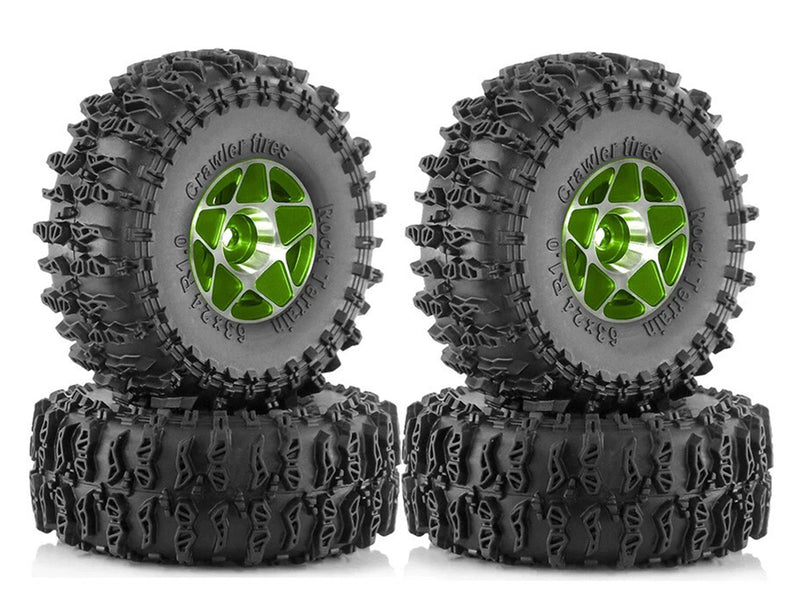 Alloy 1.0 Wheel (4) w/ Rubber Tires for TRX-4M & SCX24 O.D.=63mm 9869