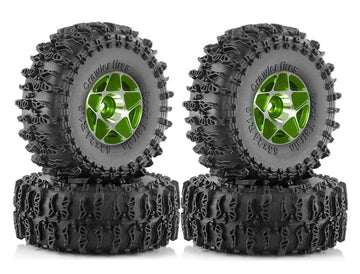 Alloy 1.0 Wheel (4) w/ Rubber Tires for TRX-4M & SCX24 O.D.=63mm 9869