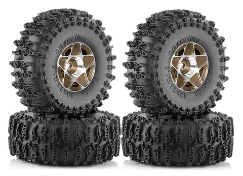 Alloy 1.0 Wheel (4) w/ Rubber Tires for TRX-4M & SCX24 O.D.=63mm 9869