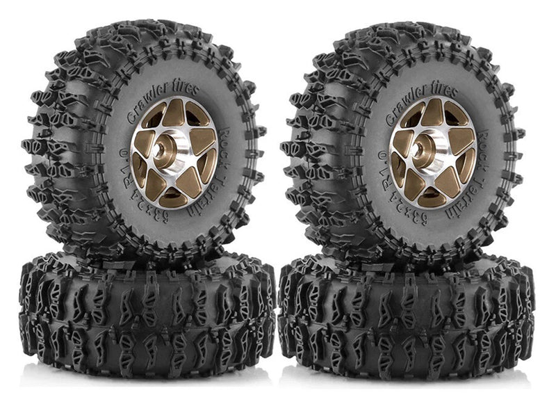 Alloy 1.0 Wheel (4) w/ Rubber Tires for TRX-4M & SCX24 O.D.=63mm 9869