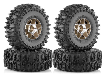 Alloy 1.0 Wheel (4) w/ Rubber Tires for TRX-4M & SCX24 O.D.=63mm 9869