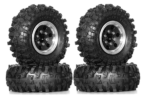 Alloy 1.0 Wheel (4) w/ Rubber Tires for TRX-4M & SCX24 O.D.=51mm 9869