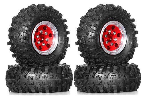 Alloy 1.0 Wheel (4) w/ Rubber Tires for TRX-4M & SCX24 O.D.=51mm 9869