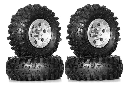Alloy 1.0 Wheel (4) w/ Rubber Tires for TRX-4M & SCX24 O.D.=51mm 9869