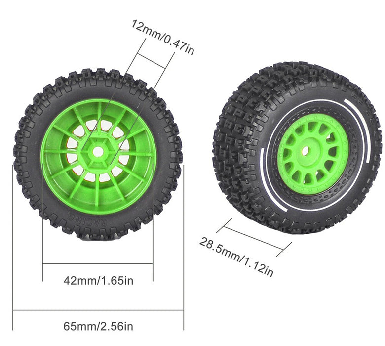 Wheels & Tires (4) Set for Arrma 1/16 Mojave Grom O.D.=65mm Hex:12mm