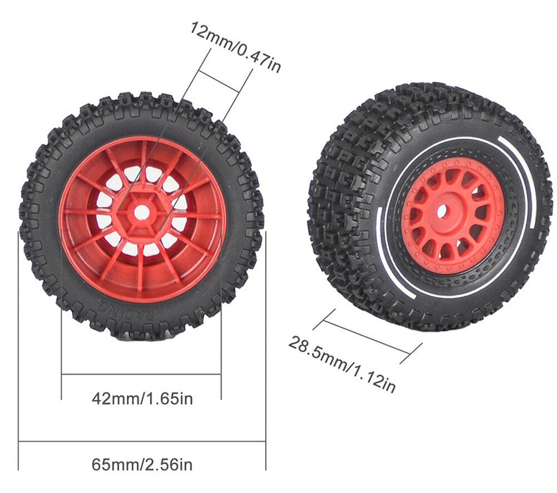 Wheels & Tires (4) Set for Arrma 1/16 Mojave Grom O.D.=65mm Hex:12mm