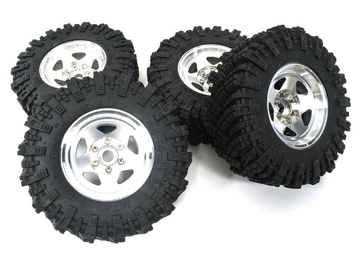 Billet Machined 5 Spoke 1.9 Wheel & Tire Set (4) for Scale Crawler (O.D.=98mm)