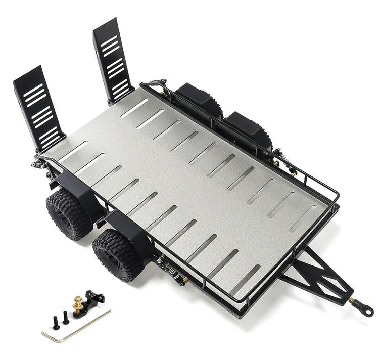 Alloy Flatbed Independent Suspension Car Trailer Kit for 1/18 RC 395x250x140mm