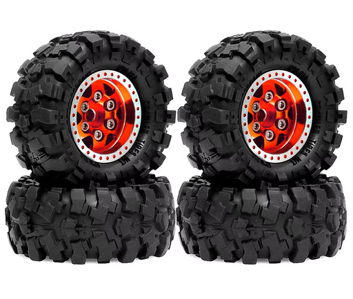 Alloy 1.0 Wheel (4) w/ Rubber Tires for TRX-4M & SCX24 O.D.=57mm