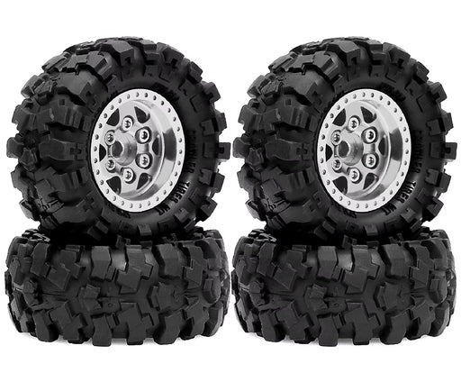 Alloy 1.0 Wheel (4) w/ Rubber Tires for TRX-4M & SCX24 O.D.=57mm