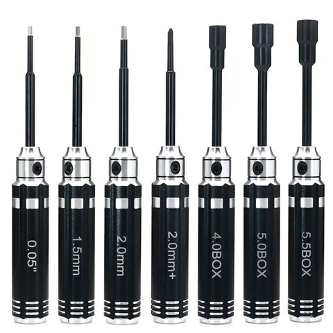 Universal Tool Set 7pcs Nut Driver 4/5/5.5mm Allen 0.05, 1.5, 2.0 & Phillips