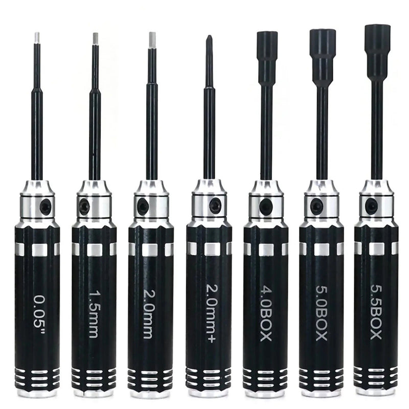 Universal Tool Set 7pcs Nut Driver 4/5/5.5mm Allen 0.05, 1.5, 2.0 & Phillips