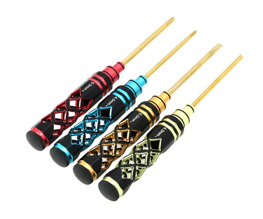 Screw Driver 4pcs Set, 1-Philips, 2-Philips, 4mm & 5mm Size Flat Head