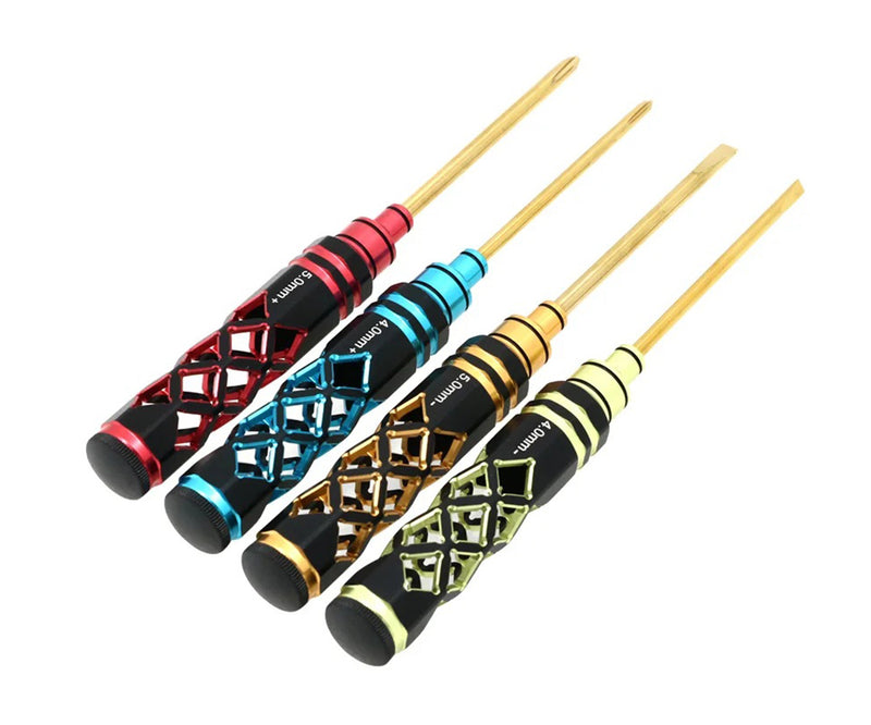 Screw Driver 4pcs Set, 1-Philips, 2-Philips, 4mm & 5mm Size Flat Head