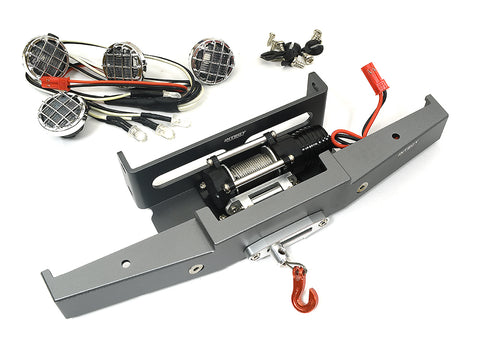 Alloy Machined Bumper w/ Winch & LED Lights for Tamiya Super Clod Buster